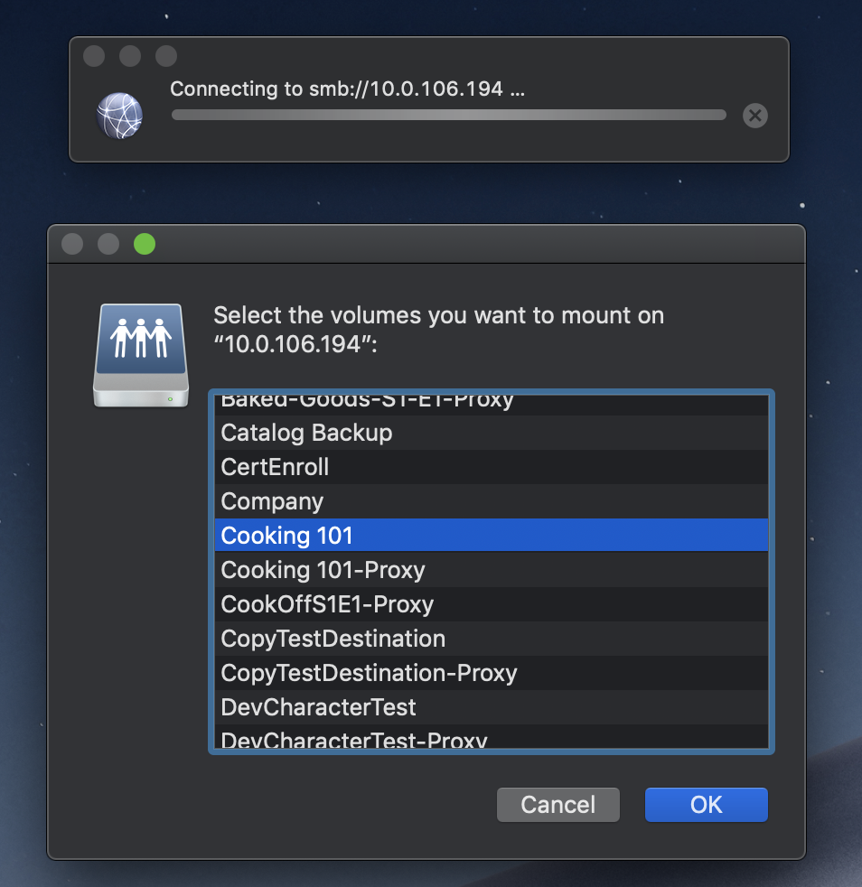 How to manually mount a space on OSX